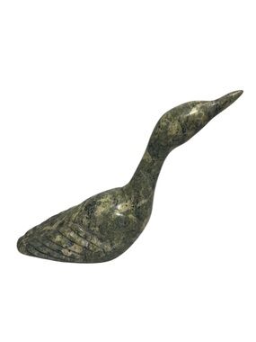 Inuit carved stone bird loon sculpture, "Carved Stone Bird". Vintage Collectible